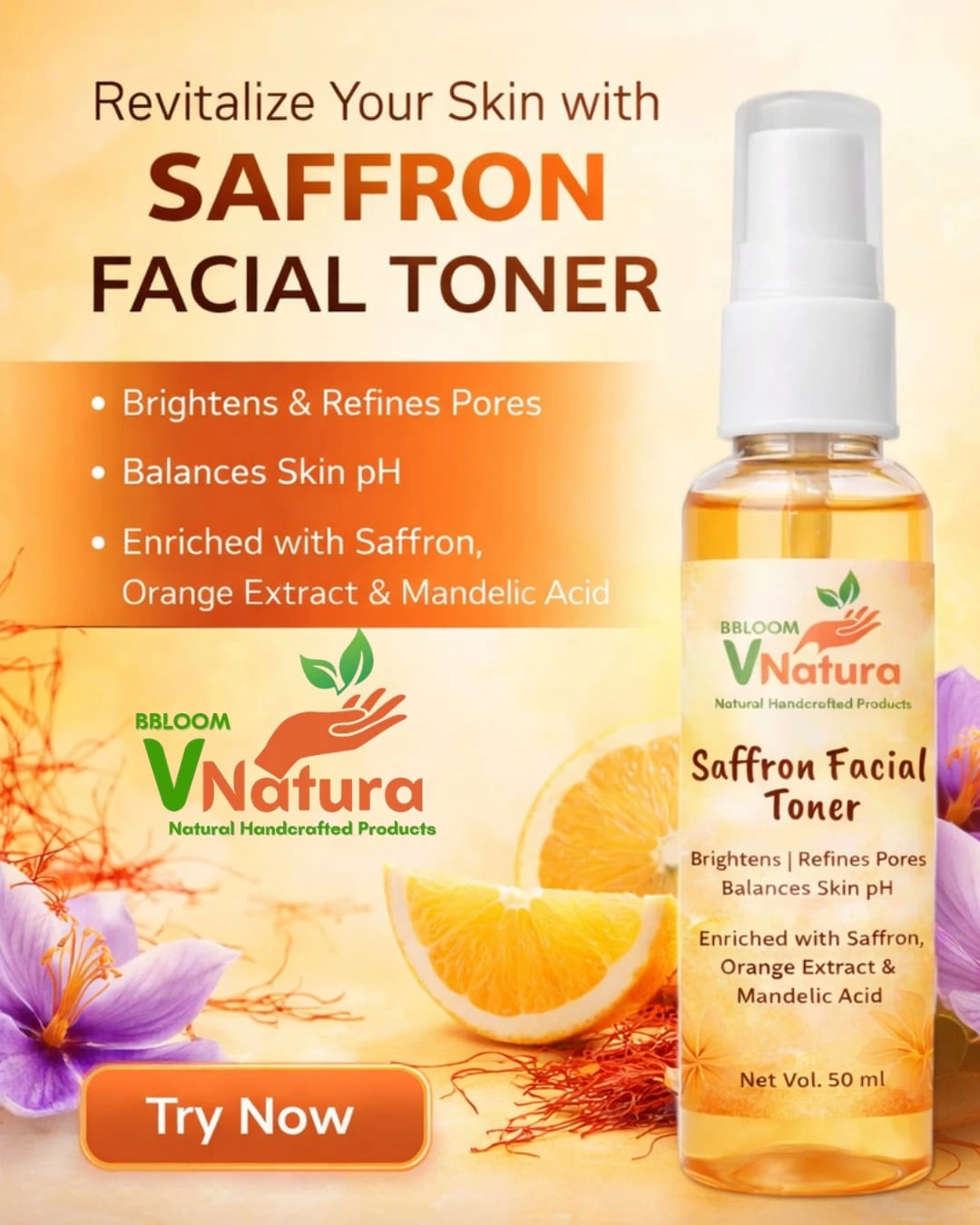 Saffron Facial Toner — Bbloom VNatura product artwork